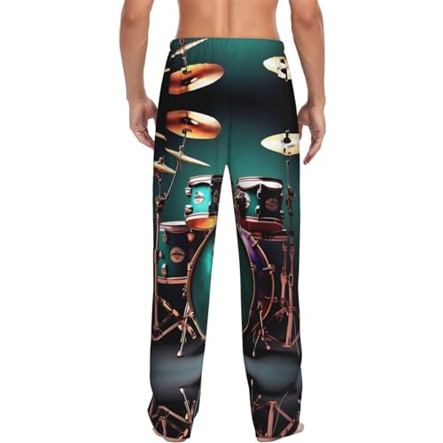 Cool Drum Set print Mens Sleepwear Pajamas Pants with Pockets Soft Sleep Lounge Bottoms Sleep Pj Bottoms for Men3