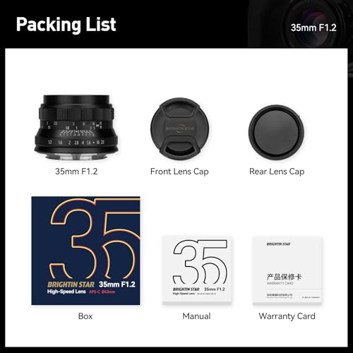 Image of Brightin Star 35mm Lens APS-C Large Aperture Portrait Lens Mirroless Camera (Black(for Fuji XF), 35mm F1.2)