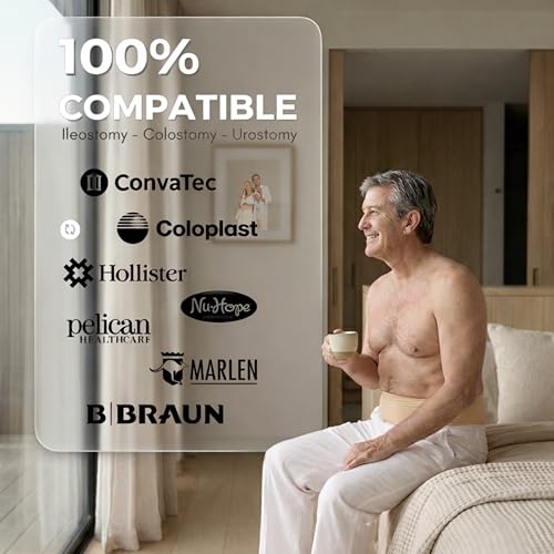 SIIL Stoma Belt for Men & Women - Beige Stoma Bag Covers for Colostomy Ileostomy - Stoma Support Belt Compatible with Convatec Coloplast Hollister & Other Stoma Bags - Sports & Swimming Belt