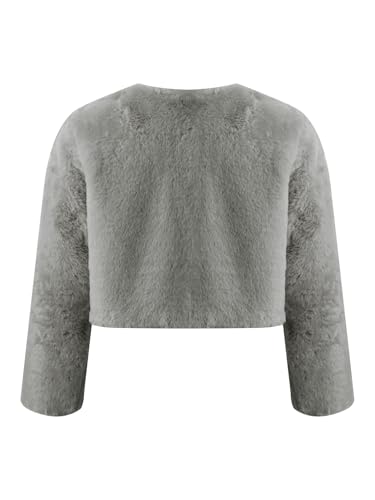 FEESHOW Kids Girls Faux Fur Bolero Shrug Sweater Soft Winter Open Front Long Sleeve Flannel Fuzzy Crop Coat Jacket2
