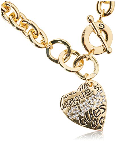 GUESS "Basic" Graffiti Logo Heart Toggle Charm Bracelet2