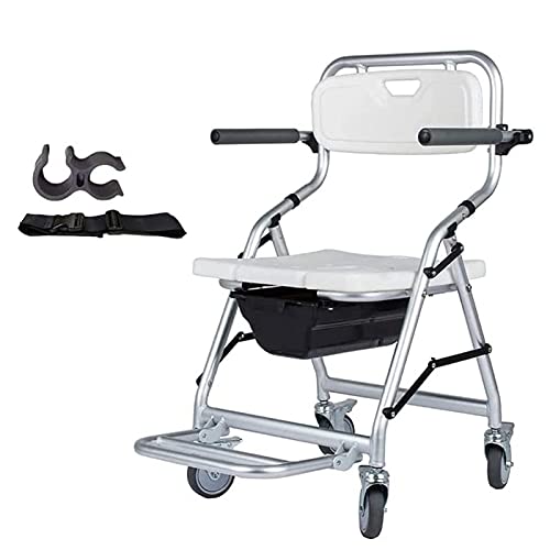 Sedia da doccia portatile per anziani, sgabello da bagno leggero con schienale e braccioli, sicuro e confortevole, aiuto per l'indipendenza degli anziani, 50 cm di larghezza, 88 cm di altezza