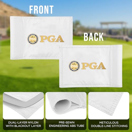 COGOLFING Golf Flag Mini, Double-Sided PGA National Flag with Regular Tube, Double-Sewn Durable 420D Nylon Golf Pin Flags for Backyard Landscape, 8"L x 6"H, White, 1-pack