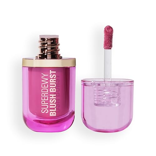 Revolution Superdewy Liquid Blush Burst - Rubor líquido de cobertura buildable para mejillas, fórmula sérum con péptidos y ácido hialurónico, vegano - Bubblegum Burst Pink - 4,2 ml