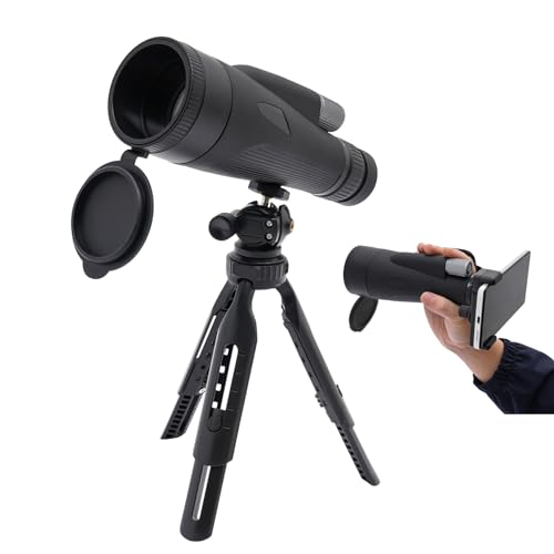 Spektiv monokulär 12–36 x förstoring BAK4 prisma optik kikare teleskop vattentät monocular med stativ och handledsrem för fågelskådning vildliv landskap (svart)