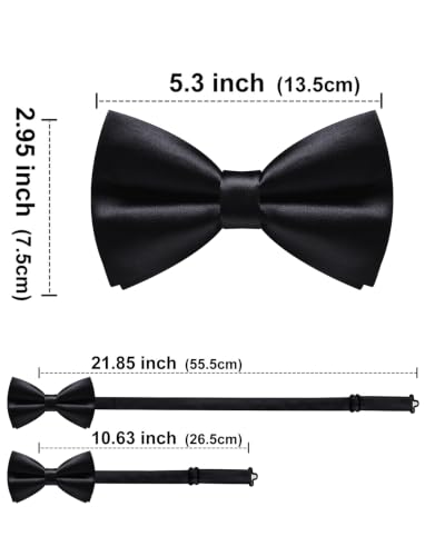 Image of Solid Color Bow Ties for Men Silk Pre-tied Tuxedo Bowtie Set 4PCS | Pre-tied in 3 seconds,adjustable 4PCS bow tie and pocket square cufflinks lapel pin set,wedding,formal,party,prom,graduation