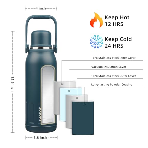 Image of BJPKPK Stainless Steel Insulated Bottle with Handle & Strap, 50oz
