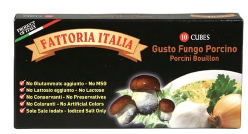 Fattoria Italia Porcini Mushroom Bouillon Cubes, MSG-Free, No Preservatives, 10