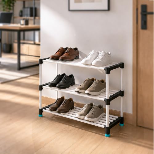 Image of RKE 3 Tier Shoe Rack for Home | Durable Multipurpose Shoe Stand | Space Saving Footwear Storage Organizer for Shoes, Slippers, Sandals & Sneakers | Perfect for Bedroom, Entryway & Balcony