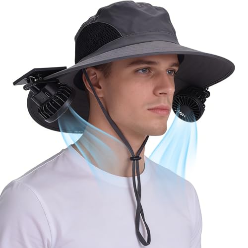 Sombrero tipo Bucket con ventiladores solares para hombre y mujer miniatura 1