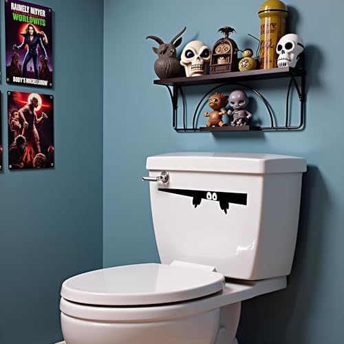 3D Monster Toilettendeckel Aufkleber Abnehmbare Badezimmer Wandaufkleber Schwarz Lustige Toilettensitz Dekoration