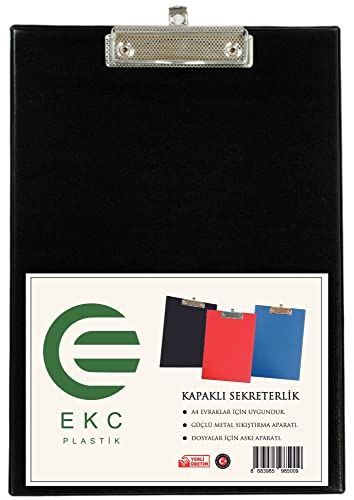 A4 Kapaklı Sekreterlik, Siyah, Bloknot Yazı Tablası, Clipboard