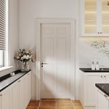 30" x 80" French Door, 6-Panel Pre-Assembled MDF Interior Slab Doors,Solid Wood Interior Doors for Bathroom Pantry Laundry,White Primed Panel Door,w/o Hardware