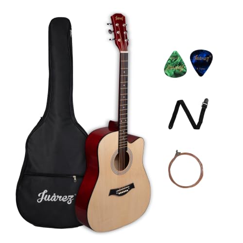 Image of JUAREZ JRZ41CLN-NAT-KIT 41 inch Cutaway Acoustic Guitar Kit Natural | Linden Body | Catalpa Neck | ABS Fingerboard & Bridge | Gloss Finish | Bag, Strap, Strings & Picks | Beginner