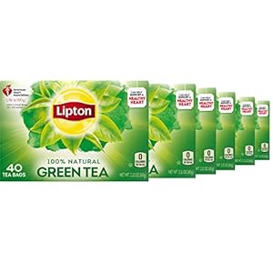 Lipton Green Tea Bags, Unsweetened Iced or Hot Tea Bags, 240 Total Tea Bags (40ct – Pack of 6)