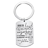 Zuo Bao Where You Lead I Will Follow Hand Stamped Pendant Necklace and Keyring for Mother and Daught