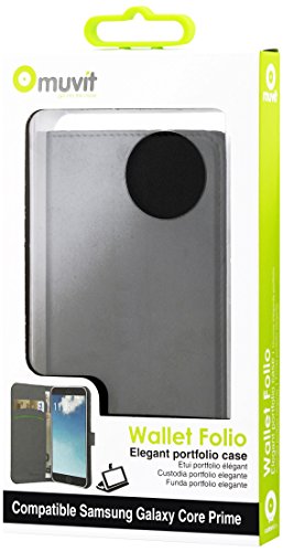Muvit Slim S Etui Folio avec Support/Rangement pour 3 Cartes pour Samsung Galaxy Core Prime Noir