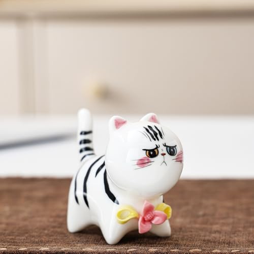 Figura Decorativa de Gato de Cerámica Hecha a Mano