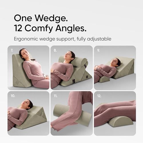 Image of Frido Adjustable Wedge Max Cushion, 12-Way Adjustable Pregnancy Pillow & Leg Elevation Pillow, Relieves Neck, Back & Shoulder Pain, Great for Reading, Sleeping & Relaxing | Sage Green
