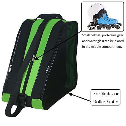 Gooyule Roller Skate Bag with Adjustable Shoulder Strap - Large Capacity Fits Quad, Inline and Most Roller Skating Accessories (Green) - Thumbnail 5