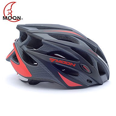 MOON Casco Bici Ciclismo Nero e Rosso PC/EPS 21