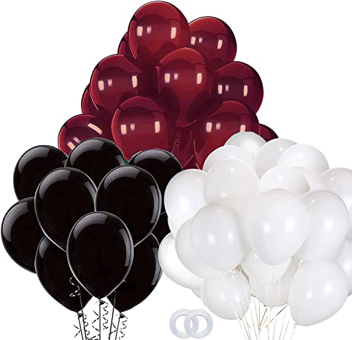 Graduation Decorations Maroon Black 2026/Burgundy Black Graduation Party Decorations/30Pcs Burgundy White Balloons/Maroon Party Decor Birthday Wedding