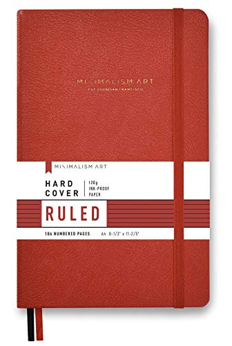 Notebook Journal A4 rouge ligné de 192 pages avec couverture rigide en similicuir