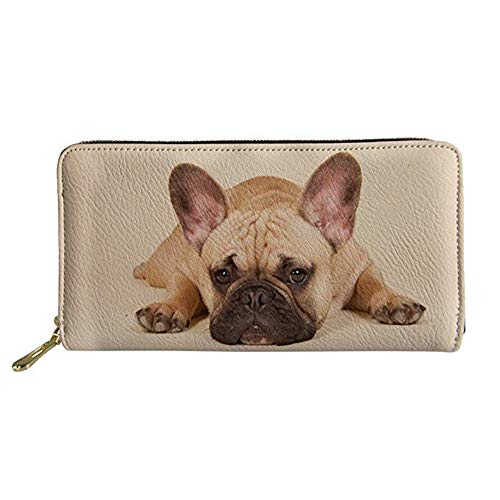 Woisttop Carino animale cane bulldog francese portafoglio donna grande borsa lunga porta carte telefono titolare frizione regalo per ragazze portamonete