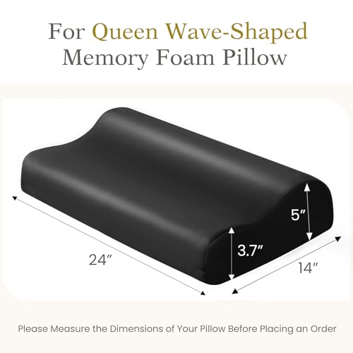 Image of Cooling Contour Pillowcase- Rayon Derived from Bamboo Pillow Case Cover for Contour Cervical Neck Pillow- Breathable Silky Soft Pillowcase for Hot Sleepers,24 x14 x5 /3.7 Inches 1 Piece Black