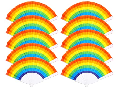 Anlising 10PCS Ventaglio Pieghevole Arcobaleno, Ventagli Arcobaleno, Ventagli Pieghevoli Arcobaleno, Arcobaleno Ventaglio a Mano Pieghevole, per Festival Musicali, Feste, Spettacoli