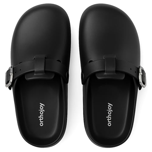 Image of ORTHO JOY Orthopedic Arch Support Clogs for Women - Comfort Slip-On Toe Post Slides with Adjustable Strap & Cushion Sole