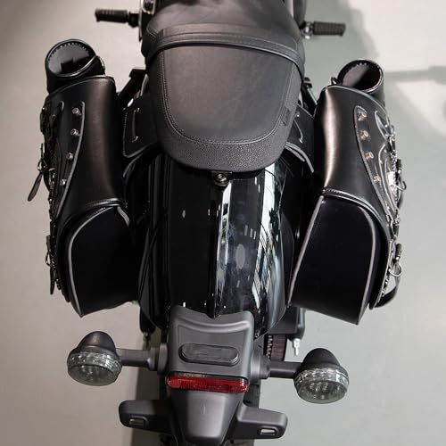 Alforjas para motocicleta para Yamaha V MAX VMAX 1200 1700, equipaje duradero de PU cuero con portavasos miniatura 6