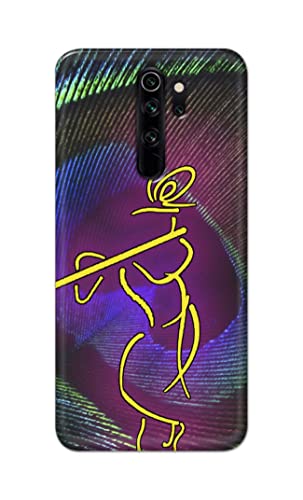 Image of PRINTFIDAA Lord Krishna On Peacock Feather Hard Back Cover for Redmi Note 8 Pro Back Cover -(P6) KAT1007