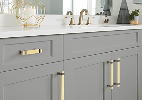 Amerock | Cabinet Pull | Brushed Gold/Black Chrome | 5-1/16 inch (128 mm) Center to Center | Overton | 1 Pack | Drawer Pull | Drawer Handle | Cabinet Hardware by Amerock - Image 3