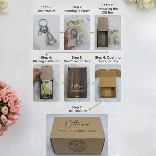 Image of OTTAVO Premium Guardian Bell Keychain for Bike & Car | Tibetan Texture Bell Keychain with Evil Eye & Silver Hook | Good Luck Charm with Laser-Engraved Wooden Gift Box