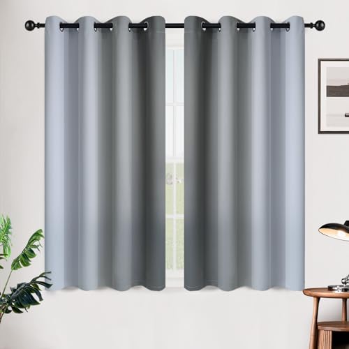 Image of SimpleHome Ombre Room Darkening Curtains for Bedroom, Gradient Gray to Grey White Light Blocking Thermal Insulated Grommet Window Curtain /Drapes for Living Room,2 Panels, 52x45 inches Length