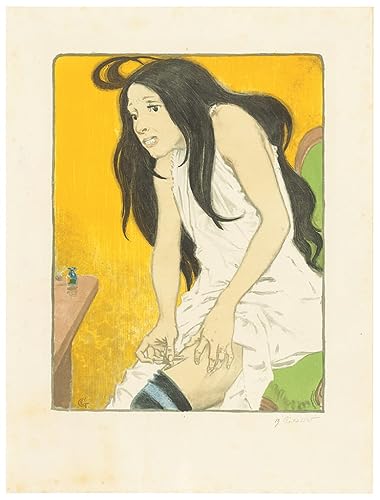 Peinture sur toile portrait d'une jeune fille par Eugène Grasset décoration 60x90cm