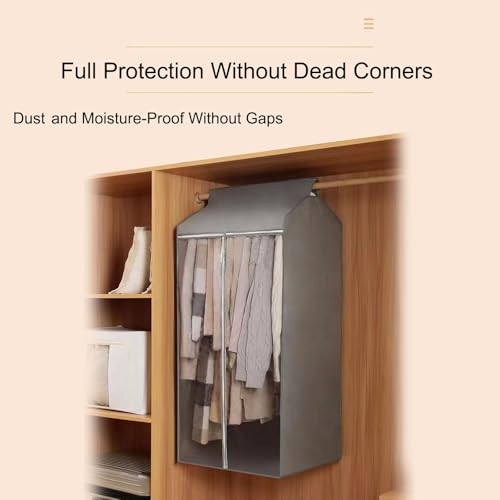 Garment Bags Dust Cover Transparent Window Hanger Protector Hanging Dustproof Garment Protector Zippered for Clothing Closet Rack(Pink,90x60x50cm/35x24x20in)4