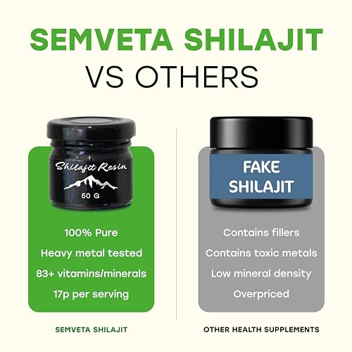 Semveta Pure Altai Shilajit Resin - 50g - Mountain Shilajit Nutrient Resin - Trace Minerals, Fulvic Acid - Tonic Vitamin for Vitality, Mental Clarity & Immune System Support - 6 Months Supply