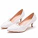 LK-HOME Zapatos De Novia, Elegantes Y Sencillos Zapatos De Boda De Encaje Y Flores, Zapatos Individuales De 5 CM De Altura Adecuados para Vestidos De Noche De Dama De Honor De Fiesta,Blanco,35EU