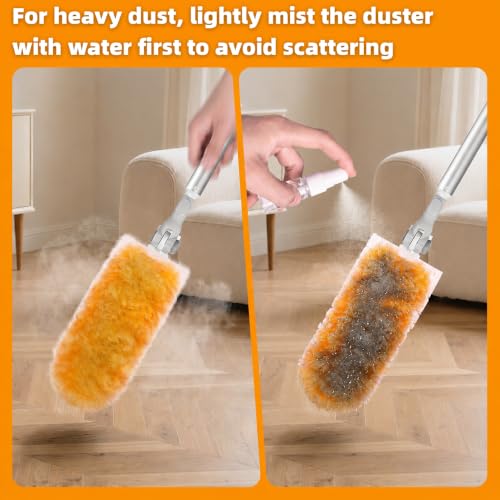 Image of 6 ft Extendable Duster Kit with 20 Refills for Swiffer Duster | 360 Heavy Duty Duster Refills, 5X Microfibers Trap Dust, Long Extended Handle for Ceiling Fan, Vents and Hard to reach Areas
