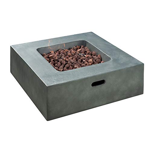 Propane Fire Pit - Outdoor Patio - Fire Pit Table - Stainless Steel Burner Patio Heater With Lava Rocks - 35-Inch Square - Slate Gray Green 50,000 Btu - By Royal Garden #TOP26