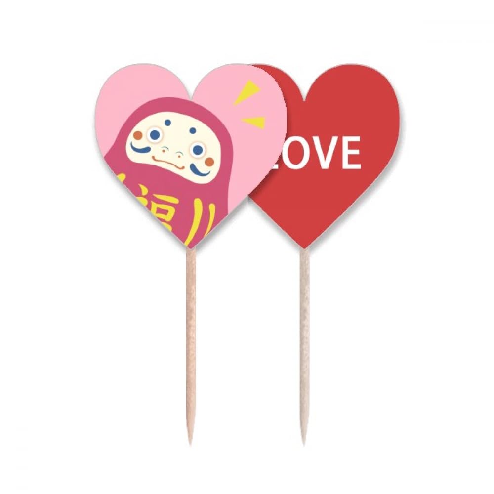Pic cupcake drapeau amour cœur et cure-dents japonais de voyage