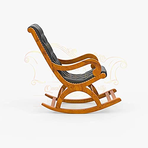 Image of Classic Wood and Craft Wooden Rocking Chair with Sheesham Wood, Rolling and Easy Seating (Model-BLB-22)