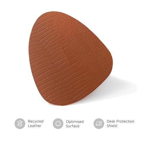 Image of Premium Recycled Leather Mouse Pad for PC | Large Size 25x22cm Mousepad for Laptop Wireless | Handcrafted | Anti-Slip, Anti-Skid, Waterproof| Croco Finish for Home, Office, Gaming, Tan