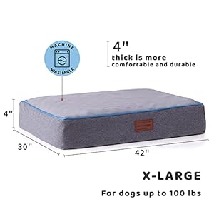   XL-Waterproof-Dog-Beds-Outdoor-Dog-Bed-Washable-with-Oxford-Fabric-Surface-Egg-Crate-Orthopedic-Foam-Pet-Bed-up-to-100lbs-with-Removable-Cover-Machine-Washable-Grey42x30x4