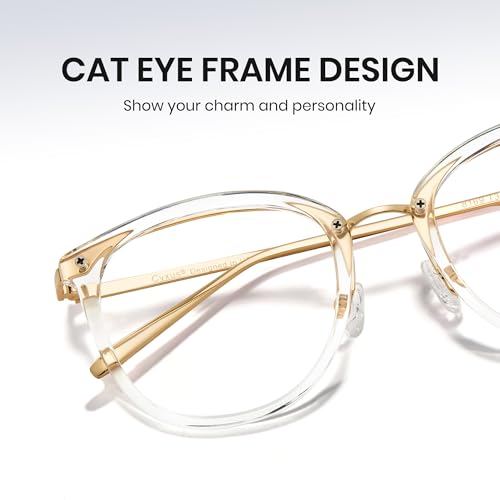 Image of Cyxus Blue Light Glasses Photochromic Lens for Women, Fashionable Computer Glasses on Office Reduce Eye Strain Anti Migraine Great for Working Reading