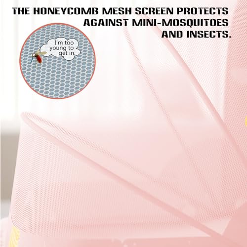 Image of Mosquito Nets for Baby Cribs, Portable Folding Mosquito Net for Stroller, 0-3 Years Kids Travel & Sleep Mosquito Mesh Cover,Baby Crib(Pink, 47 inchx24 inchx26 inch)