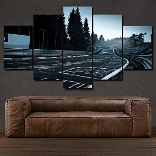 yicoming 5 Piece Stretched and Framed Canvas Nurburgring Prints Contemporary Artwork Pictures Paintings on Canvas Wall Art for Living Room Bedroom Home
