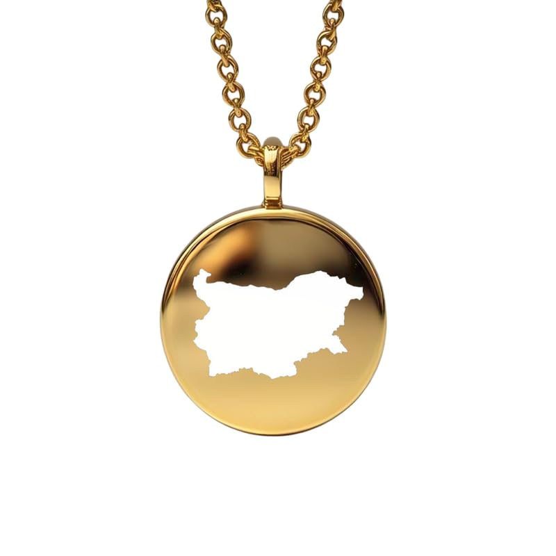 Pendentif carte de la Bulgarie en argent, le médaillon gravé qui célèbre vos racines et voyages
